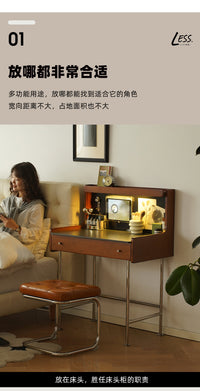 less living北欧复古实木梳妆台家用卧室化妆桌小户型储物化妆台 瓦西里梳妆凳【青皮】