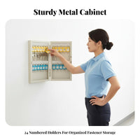 Wall-Mounted Key Cabinet Color-Coded Tags Wall-Mounted Key Organizer Space-Saving Design Lockable Container for Hotel Warehouse, School, Garage