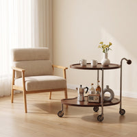 Rolling Side Table 2-Tier Side Table with Wheels Compact Storage Cart with Wheels for Living Room, Bedroom, Reading Corner