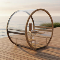 Clear Polycarbonate Coffee Pod Movable Outdoor Dining Capsule Weather-Resistant Panoramic Seating Booth for Cafe Owners, Hoteliers, Restaurant, Patio