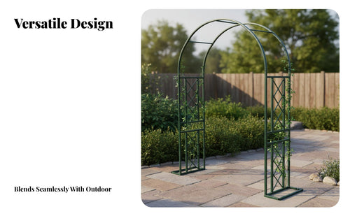 Decorative Archway Metal Garden Arch Weather-Resistant Wrought Iron Climbing Frame Heavy-Duty Outdoor Plant Arch Trellis Easy to Assemble for Gardeners, Homeowners, Event Planners, Balcony, Patio, Backyard, Pathway Entrance