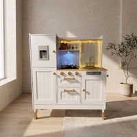 Wooden Play Kitchen Interactive Children's Kitchen Playset Sturdy for Nursery