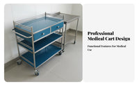 Thickened Frame Stainless Steel Medical Cart 360° Swivel Casters Multi-Tier Treatment Cart Resistant Rolling Instrument Trolley Easy to Clean for Beauticians, Hospitality Workers, Hospital, Operating Room, Oral Prevent Items from Sliding Ice