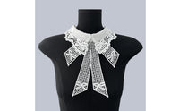 Embroidered Collar with Bow Scalloped Detachable Collar Elegant Delicate for Girls, School
