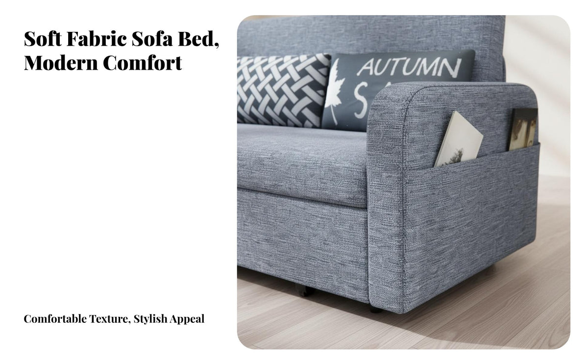 Upholstered Storage Futon Multi-Functional Pull-extendable Loveseat Space-Saving Design Sleeper Sofa for Small Apartment Dwellers, Students, Home Office