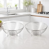 Stainless Steel Sieves and Strainers, 2 Piece Round Colander Basket with Handles, Perforated Sieve for Draining & Washing