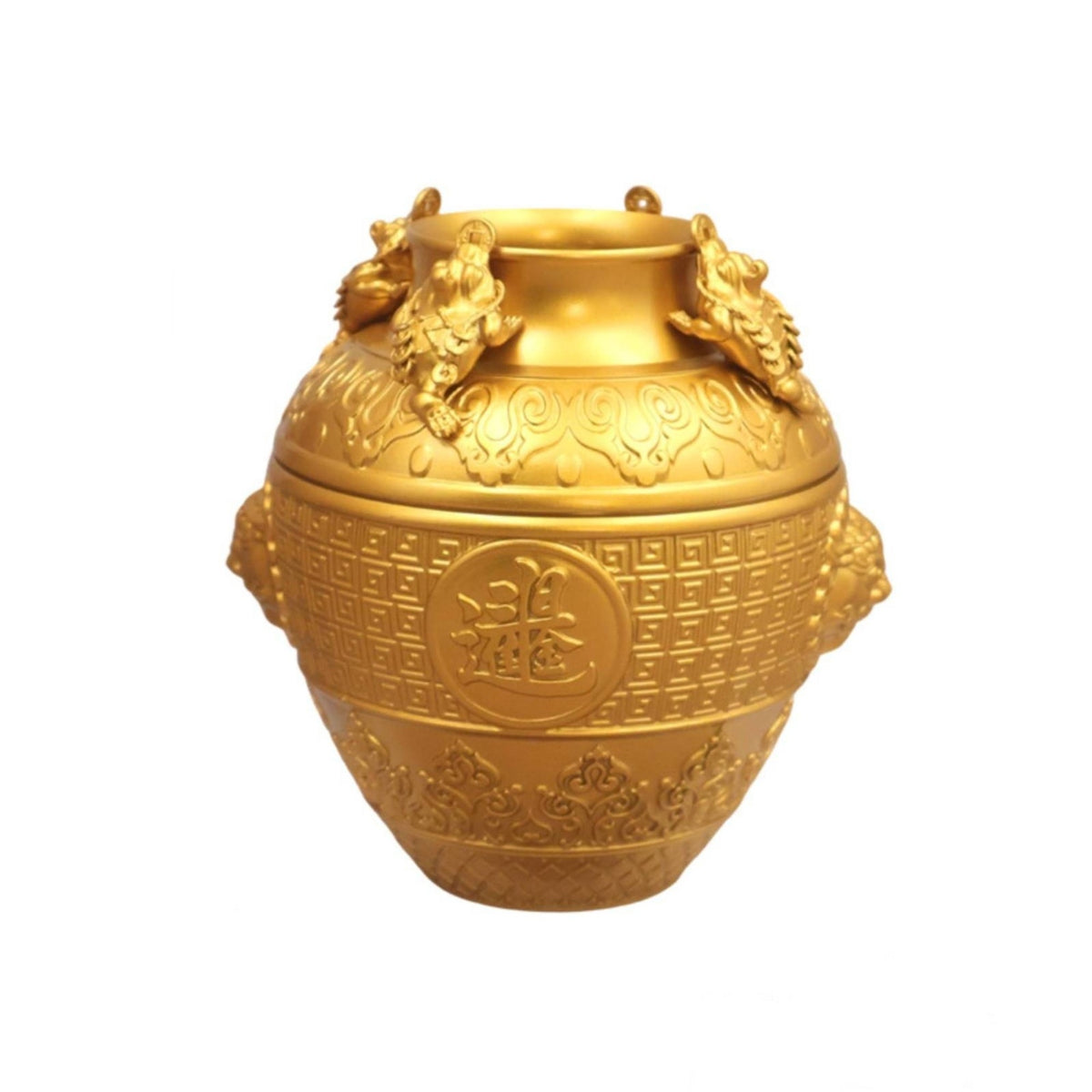 Brass Jar with Frog Figures Traditional Desktop Ornament Compact Vessel for Homeowners, Collectors, Display Shelf