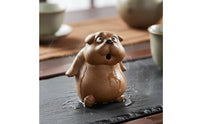 Nourishable Zisha Dog Tea Pet Cute Design Handmade Clay Dog Ornament Shocked Puppy Statue for Collectors, Home Decor, Office Desk