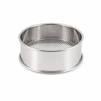 Polished Silver Round Stainless Steel Sieve Sturdy Shallow Tray Sifter Portable Perforated Metal Sieve Easy to Clean