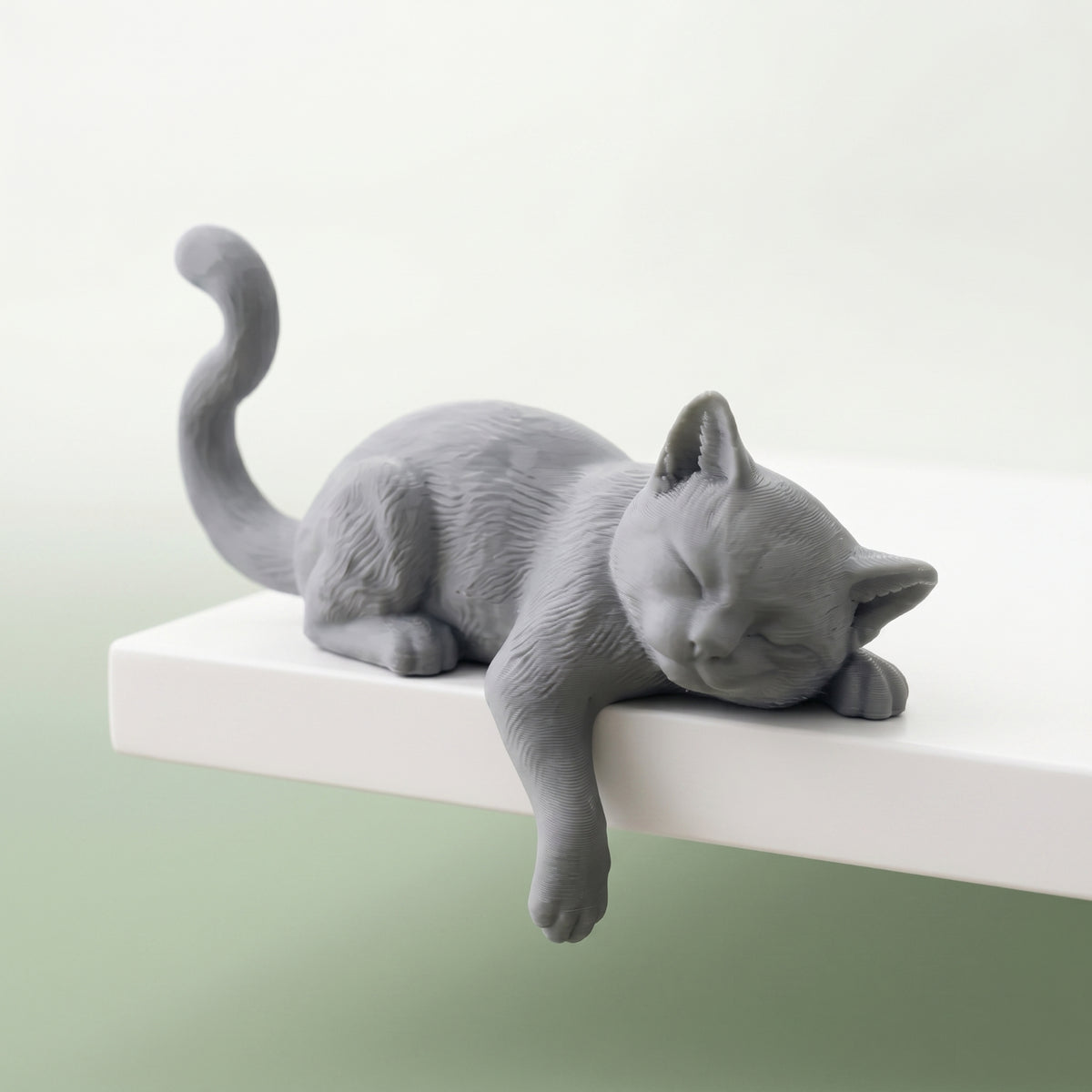 3D-Printed Sleeping Cat Figurine Cute Sleeping Cat Statue Lightweight Decor Minimalist for Desk