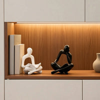2 Pieces Reading Figurines Matte Reading Statue Minimalist Abstract Human Sculptures for Book Lovers, Readers, Bookshelf, Study Room, Office