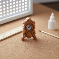 Miniature Clock with Base Vintage-Style Dollhouse Clock Ornate Decoration for Collectors, Hobbyists, Desktop Display, Room Vignettes