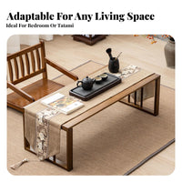 Space Saving Japanese Design Tea Table Versatile Use Tatami Floor Desk Rounded Safety Corners Low Profile Coffee Table Sturdy & Stable for Minimalists, Adults, Students, Bedroom, Bay Window, Living Room, Office