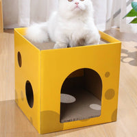 Sturdy Construction Cheese Box Cat Scratcher Long-Lasting Cardboard Cat Scratcher