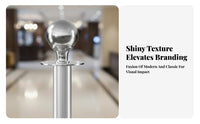 Stainless Steel Stanchion Post Heavy Duty Base Queue Line Barrier Elegant Design VIP Rope Stanchion 4-Way Connection for Exhibition Organizers, Business Owners, Hotels, Shopping Malls, Theaters, Museums