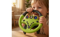 360-Degree Rotating Steering Wheel Toy with Straps Simulated Steering Wheel Toy with Base Interactive Battery-Operated for Toddlers, Kids, Children, Car Travel, Stroller, Playroom