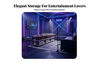 High Load Capacity Home Theater Component Cabinet Heavy Duty Stereo Equipment Stand Multi-Functional Storage Accessible-Shelf Audio Stand Easy Assembly for Audiophiles, Living Room, Studio