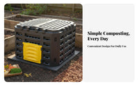 Outdoor Compost Bin Weather-Resistant Large Capacity Composter Ventilated Design Kitchen Waste Compost Box for Homeowners, Families, Backyard, Yard
