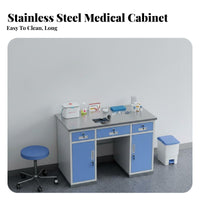 Medical Treatment Workstation Easy to Sterile Medical Examination Table Sturdy Construction Stainless Steel Examination Table for Pharmacists, Nurses