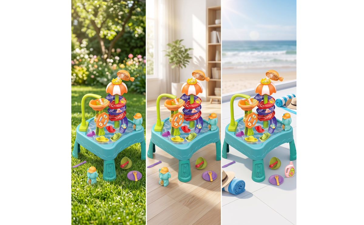 Splash Spire Water Table Multifunction Water Play Table Summer Outdoor Toy Imaginative Easy to Clean for Toddlers, Backyard