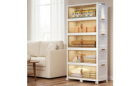 Cream Design Double Door Storage Organizer Large Capacity Foldable Plastic Wardrobe Installation-No-Assembly Plastic Clothes Storage Single for Bedroom, Living Room