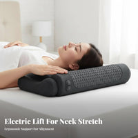 Inflatable Heated Neck Massage Pillow Breathable Material Memory Foam Neck Support Pillow for Side Sleepers, Adults, Bedroom, Bed, Home