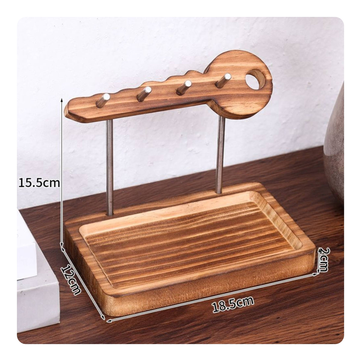 Hardwood Key Holder Large Capacity Key Organizer Stand Space Home Storage for Entryway