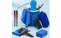 13 Pieces Car Wash Set with Bucket Soft-Filament Vehicle Cleaning Set Versatile Windshield Squeegee for Boat Owners, Rv Maintenance