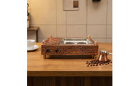 Turkish Coffee Burner Embossed Coffee Burner Copper Cezve Set Traditional Design Cooking Appliance Food-Safe Tin Tin-Plated