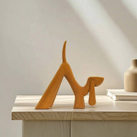 Flocked Dog Figurine Compact Resin Dog Statue Gift Sculpture for Bookshelf, Desk, Display Cabinet