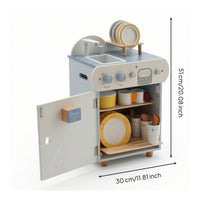 Wooden Play Kitchen with Dish Rack Compact Pretend Play Sink with Cabinet Freestanding Childrens Toy Sink for Kids, Daycare