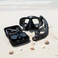 Leak-Proof Seal Diving Mask and Snorkel Combo Tempered Glass Lens Snorkel Mask and Tube Set Adjustable Strap Snorkeling Gear Food-Grade Silicone for Adults, Beginners, Swimmers, Beach Vacation, Recreational Swimming, Pool Training