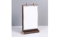 Wood-Grain Flip Table Sign Tabletop Multi-Page Flip Sign Holder Double-Sided Desktop Display with Clear Pages Transparent for Restaurants