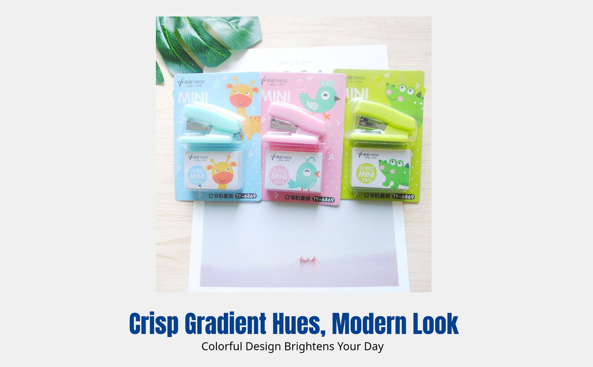 Mini Stapler Set, Small Office Stapler with Staples, Student Stationery Kit, Gradient Colors