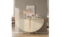 Sideboard with Textured Slab Top Khaki Sideboard Cabinet Minimalist Storage Cabinet with Shelves for Living Room, Entryway