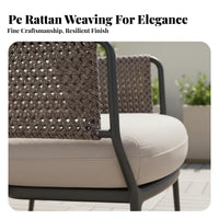 Nordic Design Woven Patio Armchair Includes pad paded Patio Armchair Weather-Resistant Outdoor Furniture Sturdy Frame for Homeowners, Adults, Hotel Owners, Balcony, Courtyard, Garden, Porch