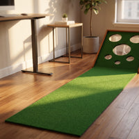 Indoor Golf Putting Mat with Wooden Base Portable Golf Putting Green Foldable Sports Equipment Realistic for Golfers, Home, Garage, Backyard