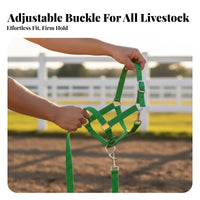 Cow Halter leading Rope Set Heavy Duty Adjustable Cattle Halter Breakaway Design Nylon Cattle Headgear for Farmers, Veterinarians, Farm, Ranch