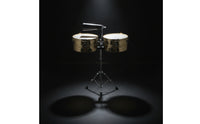 Timbales with Stand and Cowbell Metal-cover Timbales Adjustable Drum Set with Stand for Percussionists, Drummers, Stage, Rehearsal