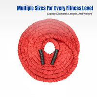 Red Battle Rope, Fitness Training Rope, Power Rope, Full Sleeve, Home Gym, Muscle Strength, MMA