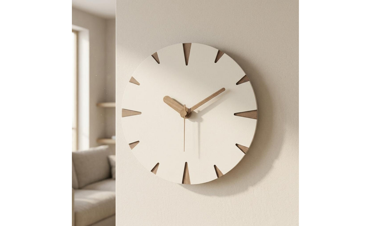 Cream Decorative Wall Clock No Tools Required Install Silent Wall Clock Minimalist Design Room Decoration