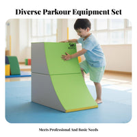 Kids Parkour Training Set Materials Soft Foam Obstacle Course Sturdy Frame Modular Climbing Blocks for Young Children, Kindergarten, Playroom, Gym