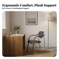Wabi-Sabi aesthetic Curved Backrest Armchair Padded Seat Dining Chair Artistic Design Seating Furniture Minimalist for Interior Designers, Homeowners, Families, Kitchen, Study, Restaurant, Home Office