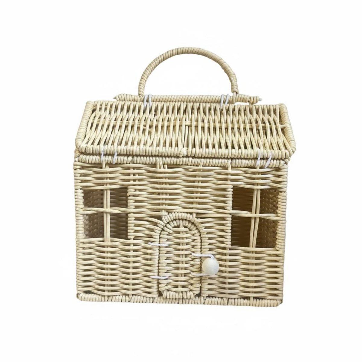 Woven Storage Basket Gift Box Portable Handmade Gift Hamper Versatile House Shaped Basket for Kids, Home Decor