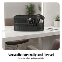 Adjustable Strap Makeup Organizer Waist Bag Buckle Closure Cosmetic Waist Bag Elastic Holders Carrier Zippered Pockets