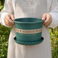 Large Size Outdoor Planter, Sturdy Synthetic Material Flower Pot, Dark Green for Balcony, No Saucer