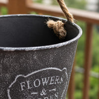 Wall-Hanging Flower Pot Tapered Vessel Shape Rustic Iron Flower Pot