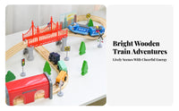 Kids Toy Red Bridge Easy to Connect Interlocking Track Set Miniature Railway Scene