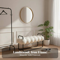 Nordic design & aesthetic cumulusShaped Ottoman Light Luxury Upholstered Bench Modern Design accent piece Stool Minimalist artistic for Apartment Dwellers, Interior Designers, Entryway, Living Room, Bedroom, Cloakroom