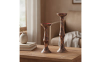 2 Pieces Candle Holders with Red Cups Vintage-Inspired Resin Candle Holders Candlesticks Sculptural Candlestick Elegant